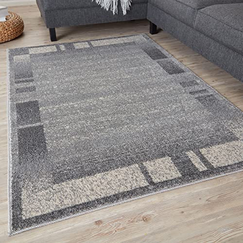 THE RUGS Ultra Soft Area Rug – Modern Luxury Fluffy Rug, Grey Plain Pattern Rugs for Living Room, Bedroom, Kids Room (200x290 cm, Grey)