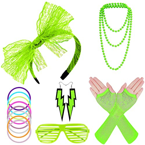 ONUPGO 80 Jahre Kostüm Zubehör Set (Fluorescent Green)