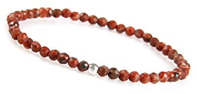 GD GOOD.designs Rotes Jaspis Armband Damen mit echten Natursteinen und 925 Silber Perle I Naturstein Armband aus facettierte 4mm Edelstein Perlen - Inkl. Geschenkbeutel