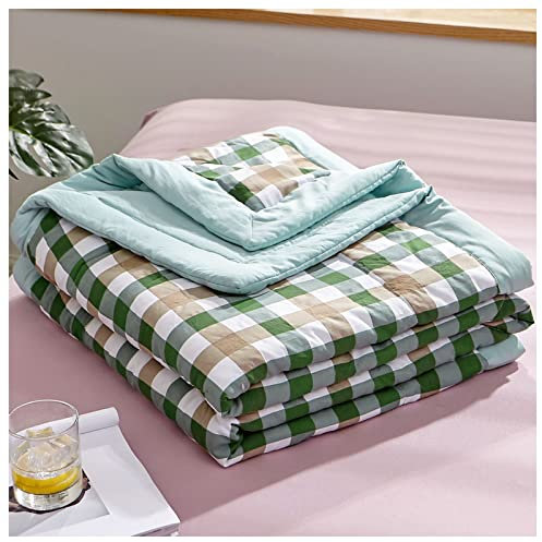 RRNAR Sommer Bettdecke aus Gewaschene Baumwolle, Dünne Steppdecke für Einzelbett, Wendedesign Sommerbettdecken ohne bezug nutzbar, Leichte & Weiche Sommerdecke,G,100x150cm