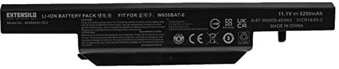 EXTENSILO Akku Ersatz für Clevo W650BAT-6 für Notebook (5200mAh, 11,1V, Li-Ion)