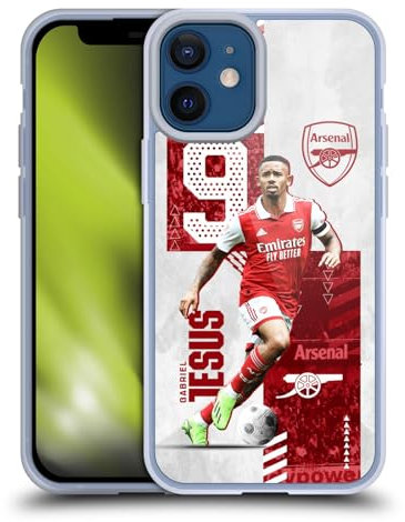 Head Case Designs Licenciado Oficialmente Arsenal FC Gabriel Jesus 2022/23 Primer Equipo Caso Funda de Gel Suave Compatible con Apple iPhone 12 Mini