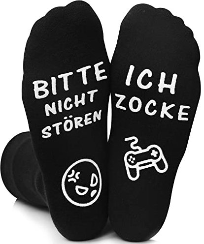 Lustige Socken, Gaming Socken Mit Spruch Ich Zocke Bitte Nicht Stören Neuheit Baumwollsocken Gamer Knöchel Rutschfeste Haussocken Geschenk Für Damen Herren Lange Ostergeschenke für Teenager