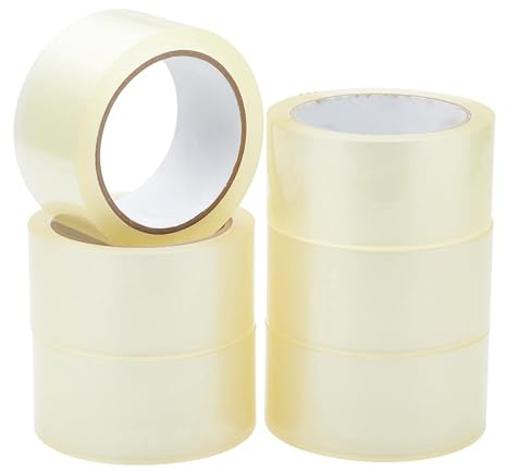 isupli Clear Parcel Packaging Tape 48mm x 66m - Extra Strong Heavy Duty Adhesive for Packing Boxes, Moving House - Includes Bubble Wrap, Tape Measure, and Masking Tape