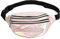 Laughhe Sac Banane Holographique, Sac de Taille Brillant Ajustable étanche pour Voyage Randonnée Camping (Rose)