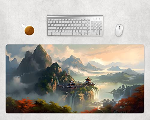 Mauspad XXL Gaming 80x40cm Oder 60x35cm - Japan Landschaft Schreibtischunterlage Groß - PC Computer Zubehör - Büro Schreibtisch Deko - Gamer Mousepad Rutschfest Wasserabweisend (80x40cm)