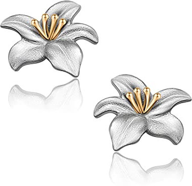 Lilie Ohrringe 925 Sterling Silber Lilie Ohrringe Hypoallergene Niedliche Lilie Ohrringe für Frauen Zierliche Muttertag Blume Ohrringe Schmuck