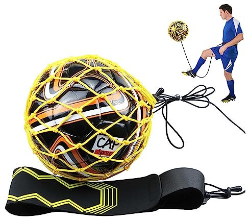 AWAVM Fußball-Trainingsgürtel, Fußball-Trainingsausrüstung, verbessertes Ballnetz und Handband für Volleyball/Rugby/Fußballtrainer, 2 Modi, Solo-Trainingsset (Ball nicht im Lieferumfang enthalten)