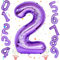 Luftballon Zahlen 2, Riesen Mylar Zahl Ballon 2 Lila Geburtstagsdeko, 40 Zoll Folienballon für Kinder Mädchen 2. Geburtstag Party Deko Frauen 2 Hochzeiten Jubiläum Dekoration, Fliegt mit Helium