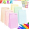 30 Stück Geschenktüten Kindergeburtstag Kleine Papiertüten Bunte mit 36 Stickern,Makaron Krafttaschen Tüten 24x13x8cm,Party Taschen für Hochzeiten, Geburtstag,Verpackungen,DIY,Weihnachten,Süßigkeiten