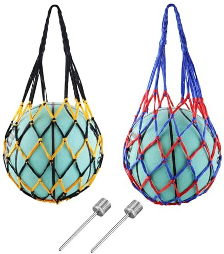 DNDGDLUA 2 Stück Ballnetz Net Tasche Tragbare Ballnetz Sports Ball Ballnetz für Fußball, Basketball Ballnetz Basketball Tasche, Ballnetztasche ür Basketball, Fußball, Volleyball, Handball, Zubehör