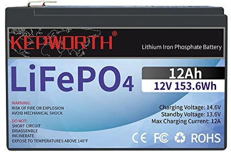 LiFePO4 Batteria Ricaricabile 12V 12Ah con Protezione BMS e Ciclo Profondo 4000, Adatta per Kit di Pannelli Solari, Passeggini, Camper, Barche, Campeggio, Ecoscandagli