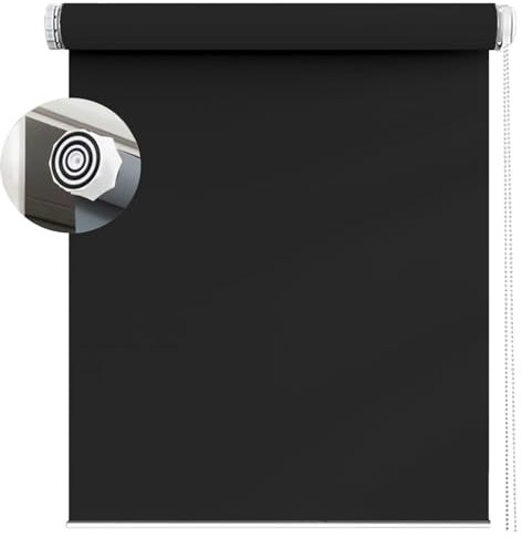 Verdunkelungsrollo Klemmfix ohne Bohren 105 x 230 cm Hitzeschutz und Sichtschutz, Rollo Seitenzugrollo mit Verstellbarer Kette für Wohnzimmer, Schlafzimmer, Schwarz