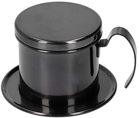 Vietnamese Coffee Filter Set, Stainless Steel Coffee Filter Cup Vietnamese Coffee Drip Filter Maker Vietnamese Coffee Maker(Black)