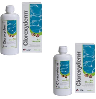 ICF Clorexyderm Shampoo 4% | Doppelpack | 2 x 250 ml | Shampoo-Konzentrat für Hunde und Katzen | Zur Reinigung von Haut und Fell | Zur Verringerung von abgestorbenen Zellen