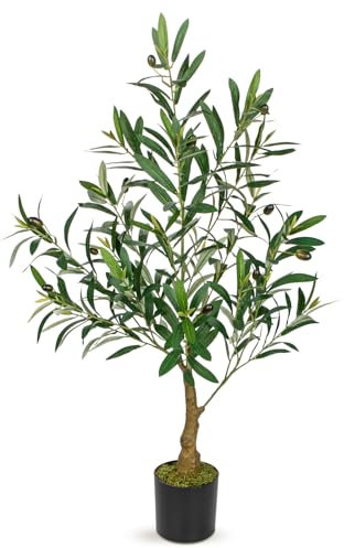 Oairse Pianta artificiale artificiale di ulivo, 90 cm, grandi piante artificiali, finte di plastica, in vaso, per decorazione della casa, camera da letto