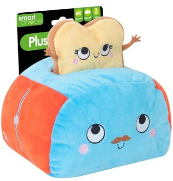 YöL Blue/Orange Soft Plush 2 in 1 Toaster Toy - Hide And Seek Treat Pet Dog Puppy Squeaker Interactive Stimulating Play