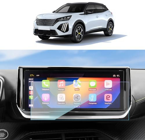 SKTU Navigation Film de protection d'écran compatible avec Peugeot 208 e-208 P21 / 2008 e-2008 P24 2023 2024 résistant aux rayures GPS Navi Film en verre trempé 10 pouces