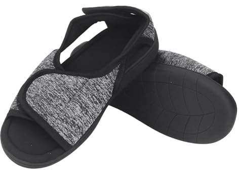 JIAHG Chaussons Diabétiques Hommes Chaussures Postopératoires à Bout Ouvert pour Pied Valgus Plâtré Gros et Gonflés Pantoule à Semelle Plat Souple et Antidérapants pour Personnes âgés