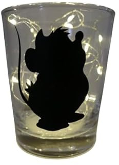 Lichtidee Teelicht Glas Windlicht Tischlicht Print schwarz mit Maus Karli Herbst Handmade Unikat Maritim Geburtstag Ostern Muttertaggeschenk, Höhe 9cm,