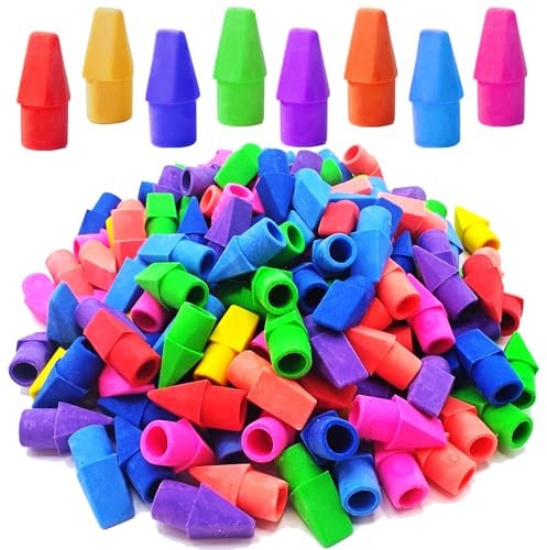 Radiergummi, 150 Stück, 8 Farben, Kappenradierer für Bleistiftaufsätze, Radiergummi, Zubehör für Schule und Büro (lebendig, 150 Stück)