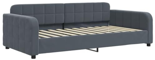 vidaXL Tagesbett, Gästebett mit Sperrholzlatten, Sofabett für Wohnzimmer Schlafzimmer, Sofa Polsterbett Bettgestell, Dunkelgrau 90x200cm Samt