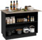 HOMCOM Isla de Cocina Mueble de Cocina con Estantes Ajustables 2 Estantes Abiertos y 2 Puertas Estilo Moderno Carga 100 kg 105x60x82 cm Negro y Roble