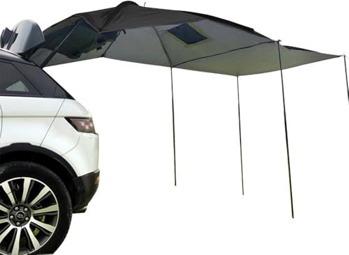Blueshyhall Auto Markise, Auto Markise Wasserdicht, Auto Zelt Sonnenschutz Heckklappe Dachträger, Auto Sonnensegel für Auto, SUV, Outdoor, Camping, Angeln, Strand, Alleine Verwenden (Schwarz)