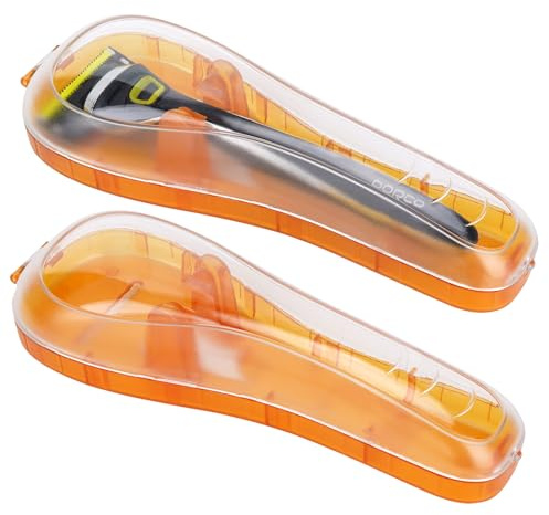Linkidea 2er-Pack tragbare Rasierhülle für Reisen, Kunststoff-Schutzabdeckung, kompatibel mit Gillette Fusion5 und ProGlide-Klingenrasierern (Orange/nur Hülle)
