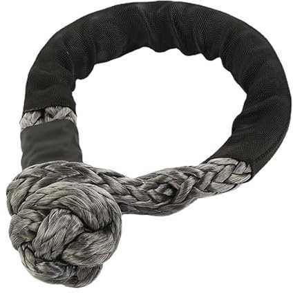 Sangle Remorquage Voiture Corde synthétique à manille souple de 41000lbs, robuste, tout-terrain, 4x4, sangle de remorquage avec manchon de protection pour camion SUV Véhicule Sangle De Remorquage(GRAY