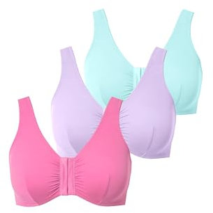 Ulla Popken Damen große Größen Übergrößen Plus Size Bustiers, 3er-Pack, Vorderverschluss, Mikrofaser