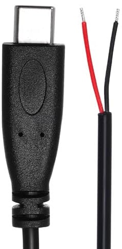 Sourcing Map 0.25M/0.8Ft USB-C Male Plug Bare Wire Pigtail Cable, 22AWG 12V 3A Type-C to 2-Pin Bare Wire for DIY Equipment, LED Desk Lamp, Fan, Circuit Board, Mobile Power Source (2-Pack)