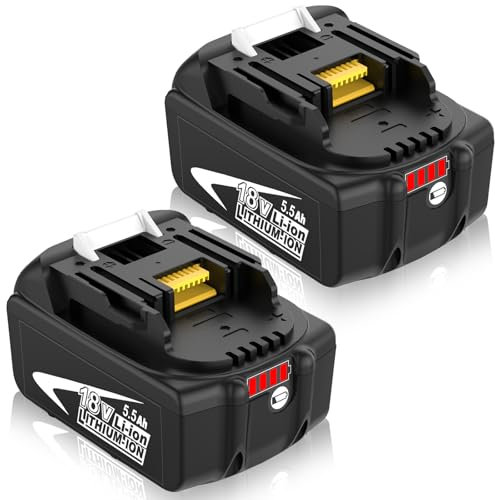 2pcs 5.5Ah Remplacement pour Makita Batterie 18V BL1860B BL1850B BL1850 BL1860 pour Makita 18V Batterie BL1840B BL1840 BL1830B 194205-3 avec Indicateur LED