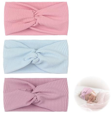 3er Set Stirnband Kinder – Bequemes Strick-Haarband mit Knoten, ideal als Haarband Mädchen, Haarschmuck Haarbänder Mädchen, für stilvolle Stirnband Kinder