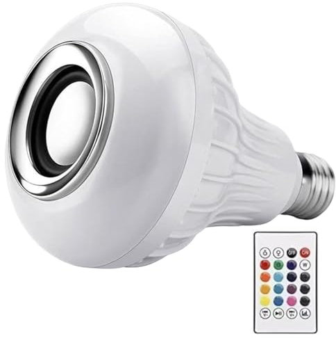 Hbbgdiy E27 RGB LED Light Bulb with Wireless Connection & Built-In Speaker, Color Changing Smart Bulb for Living Room, Bedroom & Party Ambience