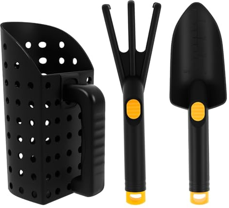 3 Stück Metalldetektor Sandschaufel Kunststoff Sand Scoop Metalldetektor mit Schaufel Sieb Rechen Tragbar Sandsieb Schaufel für Strand Schatzsuche Graben Bodenlockern