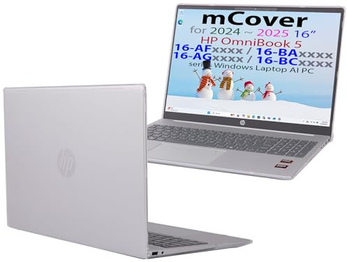 mCover Case ONLY Compatible for 16” 2024+ HP OmniBook 5 16-AF / 16-AG / 16-BAxxxx / 16-BCxxxx and Pavilion 16-AF / 16-AG0000 Series Windows AI Notebook PC (NOT Fitting Other HP Models)- Clear