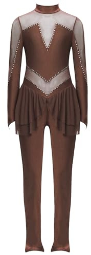 Miutii Mädchen Turnanzug Glitzer Langarm Gymnastikanzug Kinder Ganzkörper Trikot Ballettanzug Eiskunstlauf Body Sport Overall Jumpsuit