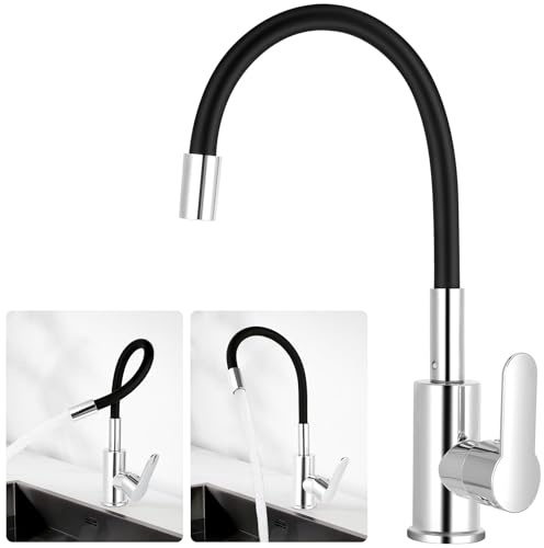 flintronic Robinet de Cuisine Flexible, Mitigeur Évier avec Bec Flexible, Robinets de Cuisine Rotatif à 360°, Chromage, Robinet Pliable, Eau chaude et Eau Froide Commutables, pour Toilettes, Buanderie