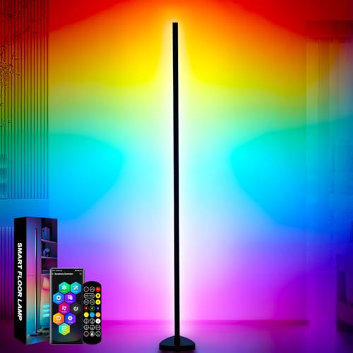 Toaren 146cm LED Stehlampe Wohnzimmer RGB Stehlampe Dimmbar Standleuchte LED Ecklampe mit Fernbedienung und APP, 16 Millionen Farben,Musikmodi,DIY-Modus & Timing, für Wohnzimmer,Schlafzimmer,Gaming
