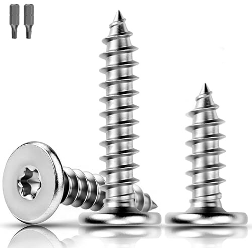 XRXYMQ 120 tornillos autoperforantes para madera de acero inoxidable M3 x 12 mm, tornillos autoperforantes Torx 304, tornillos de cabeza plana, tornillos autorroscantes
