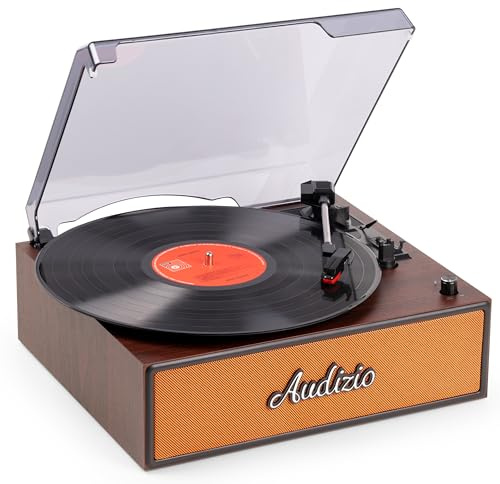 Audizio Reno - Tocadiscos con Bluetooth Acabado Cobre 3 velocidades estéreo | Bluetooth y salida RCA incorporados, 3 velocidades, altavoces integrados, para digitalizar toda tu colección de discos
