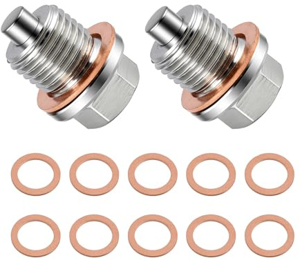 Tapón Magnético Drenaje Aceite, M14x1.5, Tuerca de Drenaje Magnética de Acero Inoxidable con Arandela de Cobre, Accesorios Universales para Coches y Motos (2, M14x1.5)