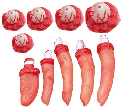 HEALSOPTHY Realistische Halloween Deko 10 Stück Packung Kunststoff Finger mit Augen für Halloween Party Garten Scherzartikel