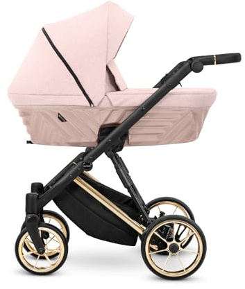 Kunert Ivento Premium 2in1 Kinderwagen mit Goldrahmen, Aluminiumrahmen, Bunt (Pink)