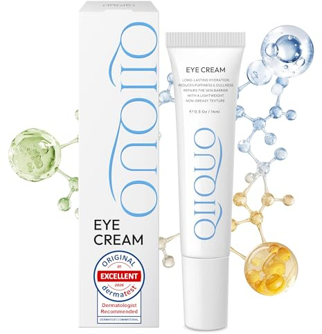 Crema Contorno de Ojos para Pieles Sensibles – Versión Pro 2026. 4% de Niacinamida Reduce Ojeras, Triple Ceramidas Reparan y Atenúan Arrugas. Sin Fragancia, No Grasosa, Blanca, Azul