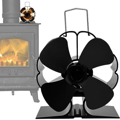Circolatore Per Stufa A Pellet In Alluminio Nero - Metallo Resistente Alla Temperatura Massima Di 400 °C, Lama Rotativa A Velocità Auto-Regolabile | Macchina Più Calda A Risparmio Energetico