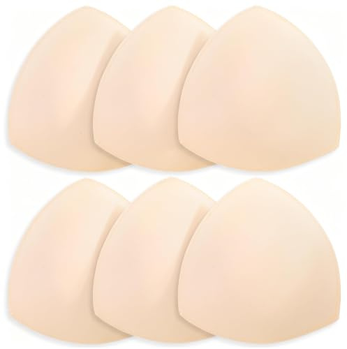 DIVINA VITAE 3 Pairs Sew in Bra Cups, Push Up Bra Pads Inserts for Sport Bras Dresses Swimsuits, Breathable Breast Enhancers for A B C Cup, Beige, 3.5cm Thick