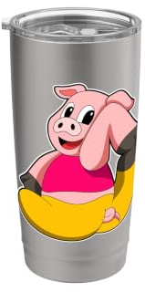 Schwein Yoga Fitness Gymnastik Doppelwandiger Edelstahl-Thermobecher