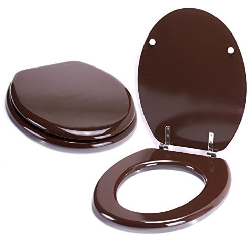 MSV Abattant WC MDF Marron Chocolat, INOX, 30 x 20 x 15 cm